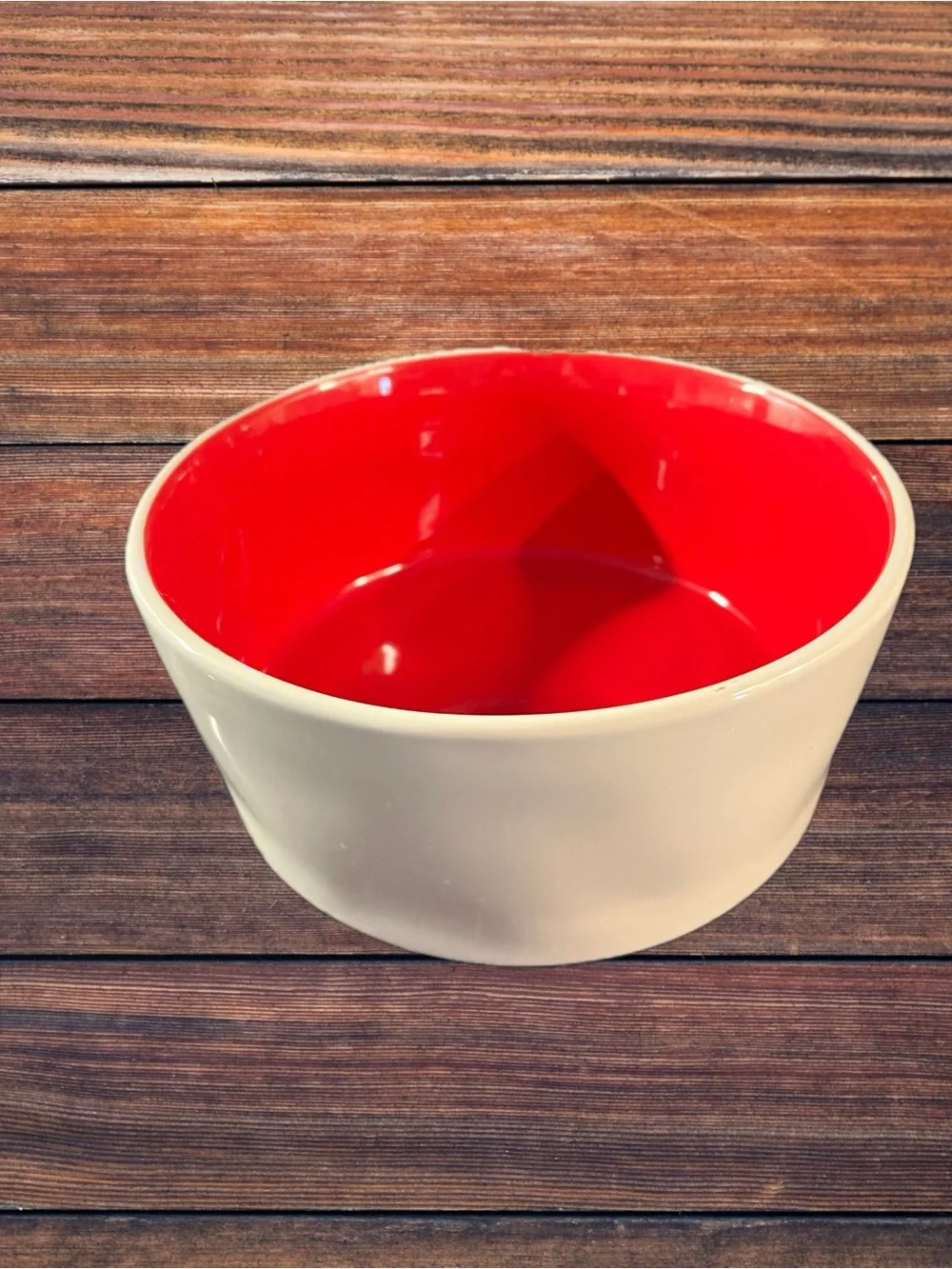 “Nibble” Large Ceramic Bowl - Cream with Bright Red (see photos, note)